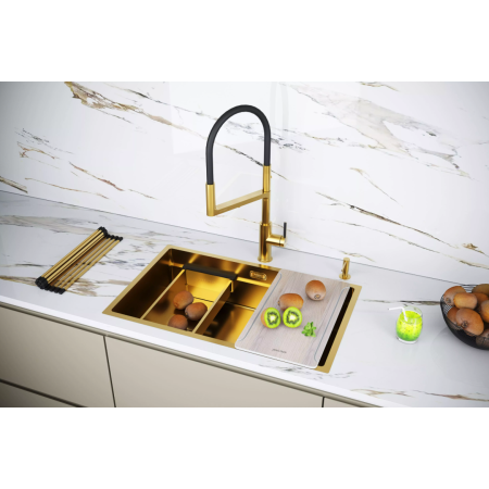Мойка подстольный монтаж Paulmark NEXT-MULTI SINK 74 UNI брашированное золото