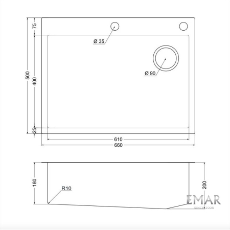 Врезная мойка EMAR EMB-660(TOP) White Elegant