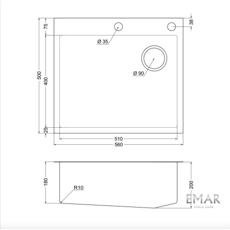 Врезная мойка EMAR EMB-560(TOP) PVD Black