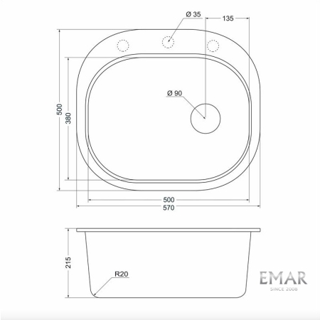 Врезная мойка EMAR EMQ-1570.C Аворио