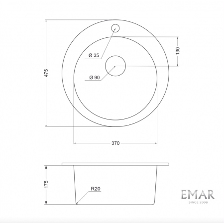 Врезная мойка EMAR EMQ-1475.C Аворио