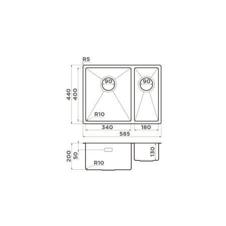 Мойка подстольный монтаж OMOIKIRI Taki 58-2-U/IF-IN-L нержавеющая сталь