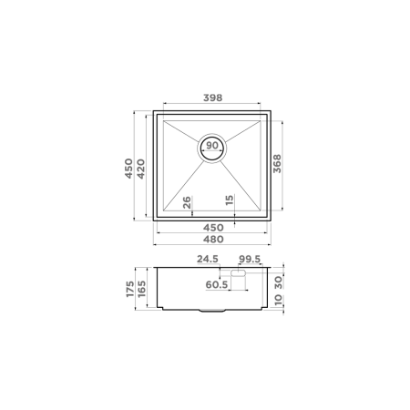Мойка подстольный монтаж OMOIKIRI Kasen 48-26 GM вороненая сталь