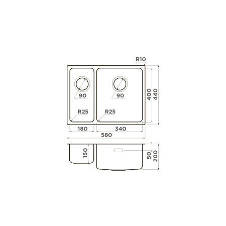 Мойка подстольный монтаж OMOIKIRI Tadzava 58-2-U/I-IN-R нержавеющая сталь