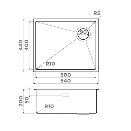 Мойка подстольный монтаж OMOIKIRI Taki 54-U/IF-IN Side SF нержавеющая сталь