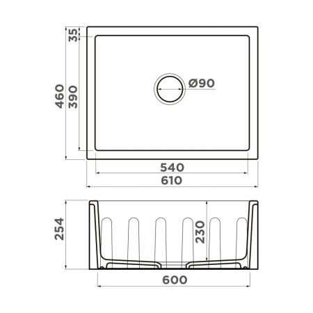 Мойка подстольный монтаж OMOIKIRI Mikura 61-BL Natceramic/черный