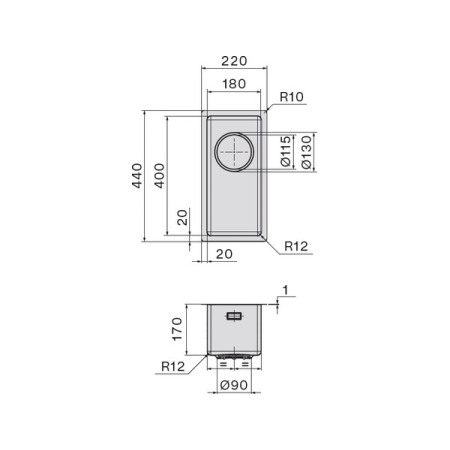 Мойка подстольный монтаж FALMEC COMO 18