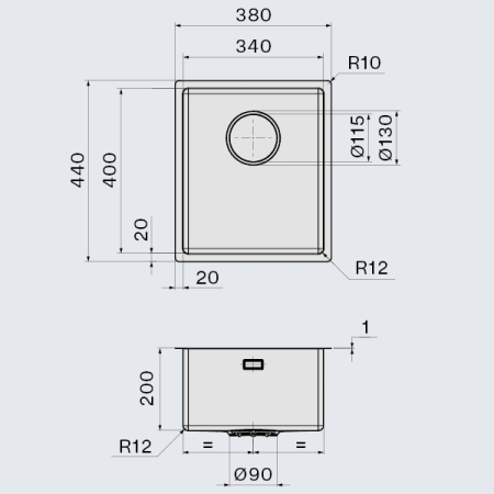 Мойка подстольный монтаж FALMEC COMO 34