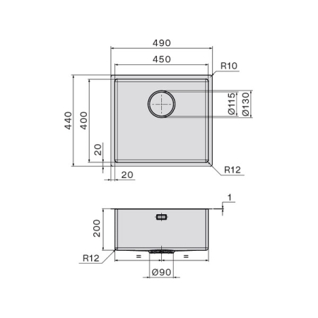 Мойка подстольный монтаж FALMEC COMO 45
