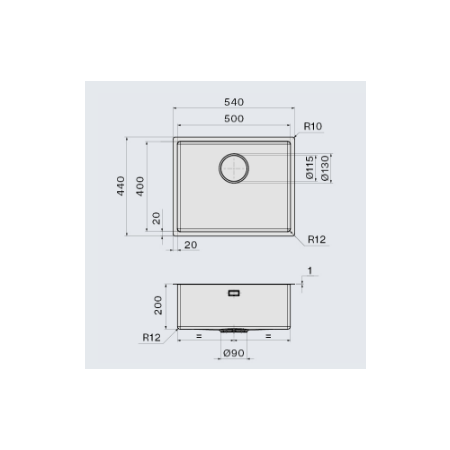 Мойка подстольный монтаж FALMEC COMO 50 GUN METAL PVD