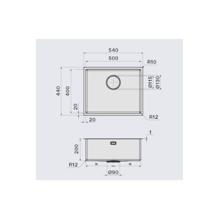 Мойка подстольный монтаж FALMEC COMO 50 GOLD PVD