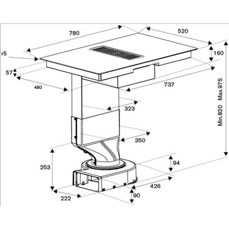 Индукционная варочная поверх.с интегрир. вытяжкой BERTAZZINI P784ICHNE
