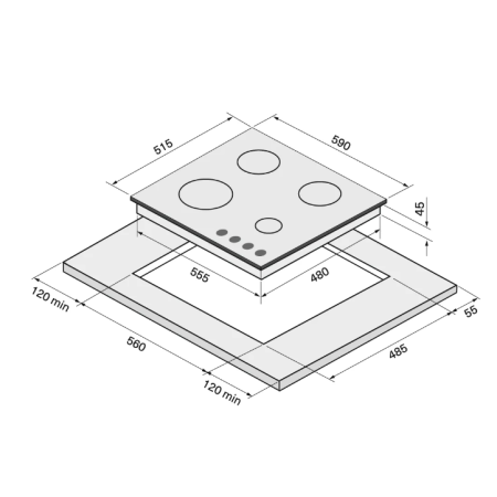 Газовая варочная поверхность KRONA HAGEL 60BLW