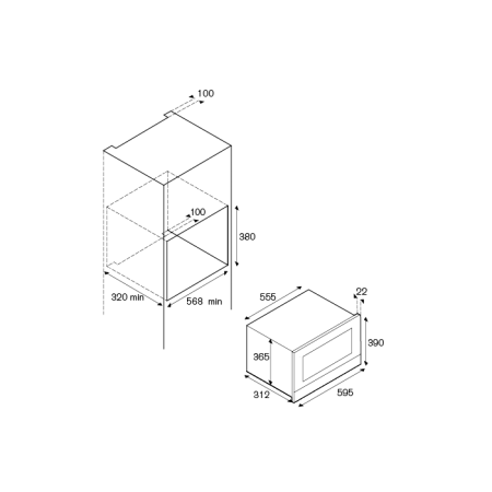 Встраиваемая микроволновая печь с грилем BERTAZZONI F383MODMWSGNE