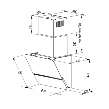 Наклонная вытяжка KORTING KHC69499GW