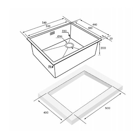 Мойка подстольный монтаж Paulmark NEXT-SKEW 54UNI брашированное золото