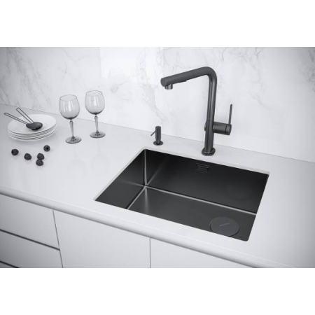 Мойка подстольный монтаж Paulmark NEXT-SKEW 54UNI вороненая сталь