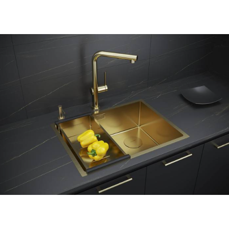 Мойка подстольный монтаж Paulmark NEXT-SKEW 58UNI брашированное золото