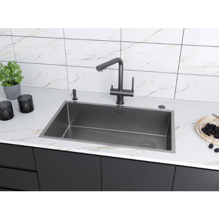 Мойка подстольный монтаж Paulmark NEXT-SKEW 74UNI матовый серый