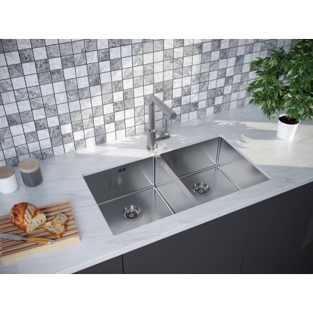 Мойка подстольный монтаж Paulmark GERBERG 78/2UNI брашированная нержавеющая сталь