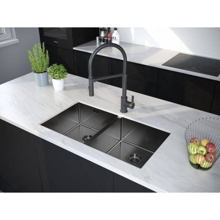 Мойка подстольный монтаж Paulmark GERBERG 78/2UNI вороненая сталь