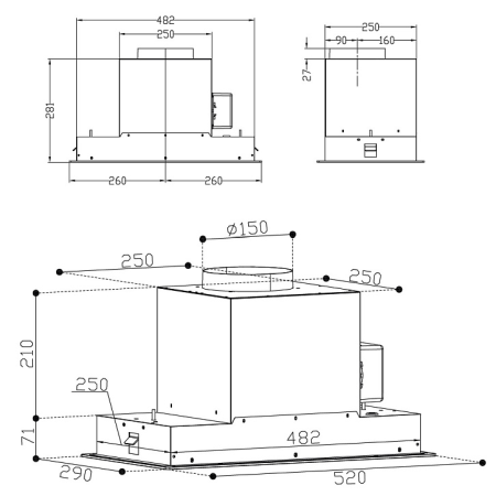 Полновстраиваемая вытяжка KORTING KHI6099ICGN