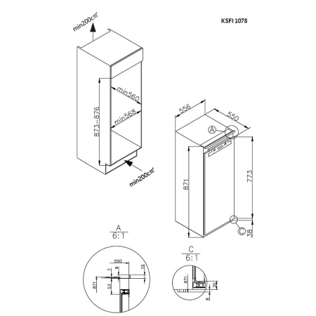 Встраиваемый морозильник KORTING KSFI1078