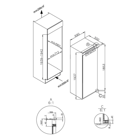 Встраиваемый морозильник KORTING KSFI1955