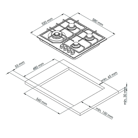 Газовая варочная поверхность History HGE640MFIX