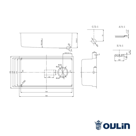 Мойка подстольный монтаж OULIN OL-EH201M