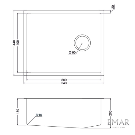Мойка подстольный монтаж EMB-540(UN) PVD Golden