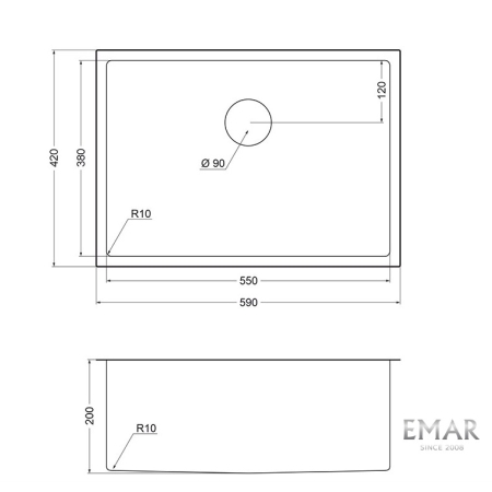 Мойка подстольный монтаж EMAR EMB-132 PVD Nano Golden