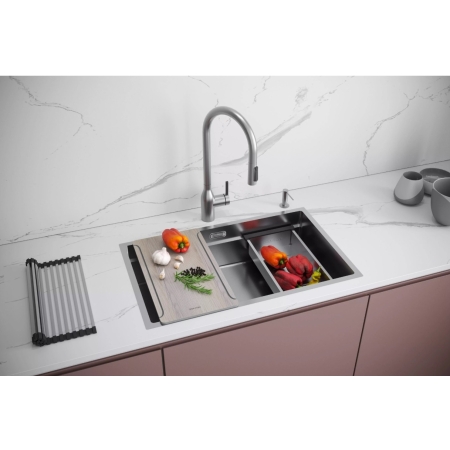 Мойка подстольный монтаж Paulmark NEXT-MULTI SINK 74 UNI брашированная сталь