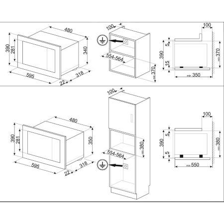Встраиваемая микроволновая печь SMEG FMI320X2