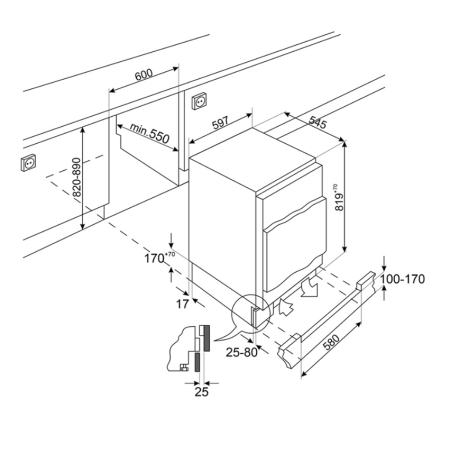 Встраиваемый морозильник SMEG U8F082DE1
