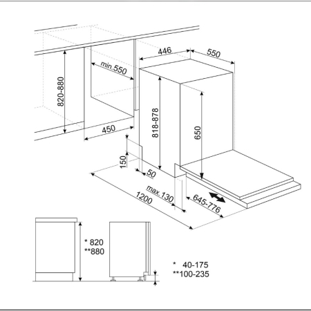 Встраиваемая посудомоечная машина SMEG ST4512IN