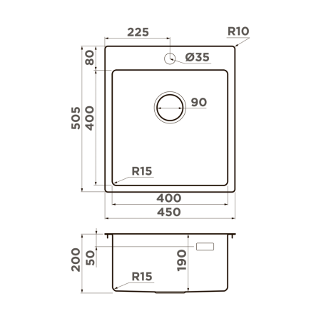 Врезная мойка OMOIKIRI Amadare 45-IN наржавеющая сталь