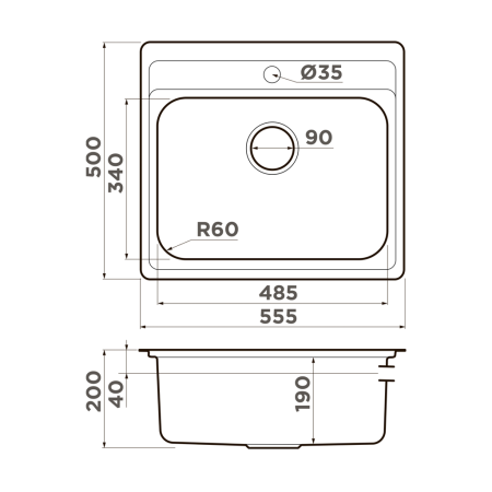 Врезная мойка OMOIKIRI Ashi 56-IN нержавеющая сталь