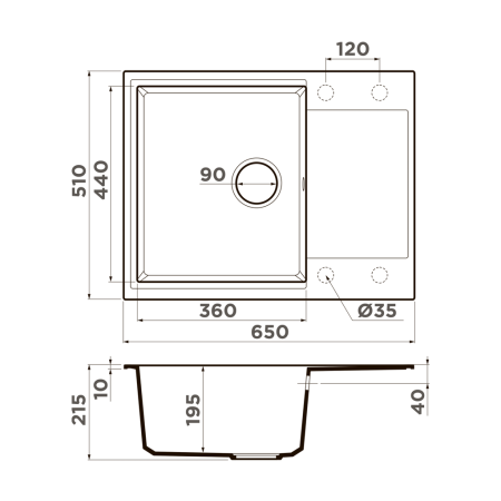 Врезная мойка OMOIKIRI Daisen 65-PA ARTGRANIT/пастила